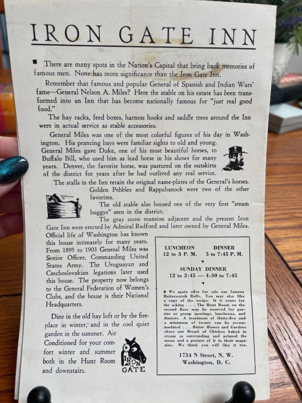 Iron Gate Inn Historical Menu & Brochure - Picture 2 of 6